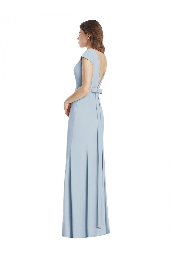 Bateau Neck Cap Sleeves Open Back Trumpet Bridesmaid Dress / Prom Dress for Sale