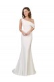 One Shoulder Formal Crepe Bridesmaid Dress / Prom Dress with Draped Off the Shoulder Strap for Sale