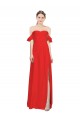 Double Ruffle Flounce Sleeves Formal Crepe Bridesmaid Dress / Prom Dress with Slit for Sale