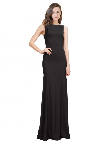 Sleeveless Bateau Neckline Crepe Bridesmaid Dress / Prom Dress with Twist Back for Sale