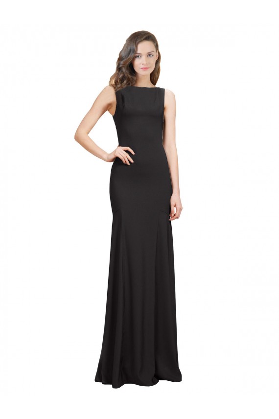 Sleeveless Bateau Neckline Crepe Bridesmaid Dress / Prom Dress with Twist Back for Sale