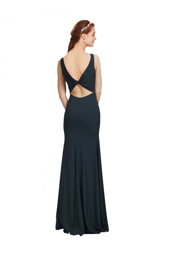 Sleeveless Bateau Neckline Crepe Bridesmaid Dress / Prom Dress with Twist Back for Sale