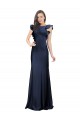 Sleeveless Crepe Bridesmaid Dress / Prom Dress with Cascading Ruffle and Keyhole Back for Sale