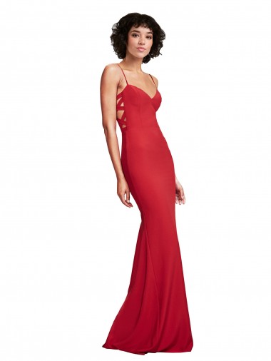 Spaghetti Strap Slip Neckline Formal Crepe Bridesmaid Dress / Prom Dress for Sale