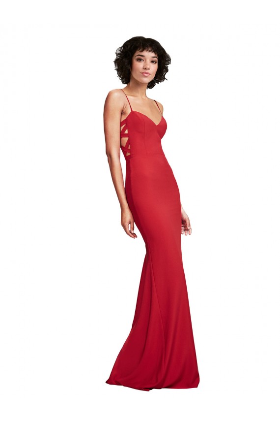 Spaghetti Strap Slip Neckline Formal Crepe Bridesmaid Dress / Prom Dress for Sale