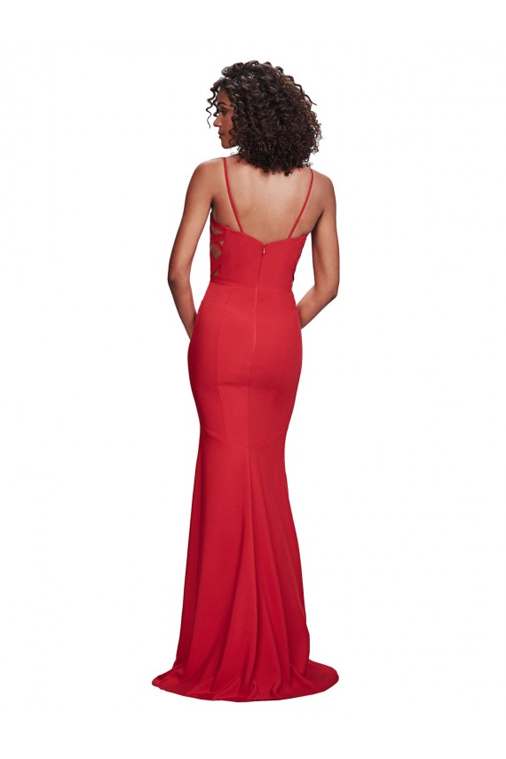 Spaghetti Strap Slip Neckline Formal Crepe Bridesmaid Dress / Prom Dress for Sale