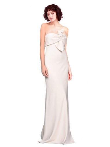 Strapless Crepe Fitted Bridesmaid Dress / Prom Dress with Twist Bow for Sale