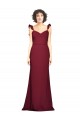 Crepe Slip Bridesmaid Dress / Prom Dress with Ruffled Straps for Sale