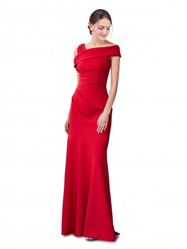 Sleeveless Ruched Formal Crepe Mermaid Bridesmaid Dress / Prom Dress with Off The Shoulder Detail for Sale