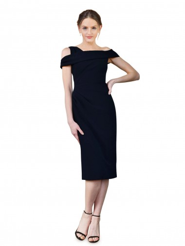 Draped Cross Shoulder Stretch Formal Crepe Cocktail Dress / Homecoming Dress for Sale