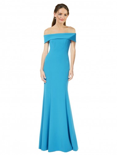 Off the Shoulder Formal Crepe Bridesmaid Dress / Prom Dress with Fitted Silhouette for Sale