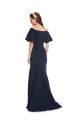 Off the Shoulder Formal Crepe Bridesmaid Dress / Prom Dress with Short Ruffle Sleeves. for Sale