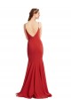Mermaid Plunging V-Neck Formal Crepe Bridesmaid Dress / Prom Dress with Wide Open Back for Sale