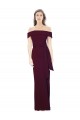 Off the Shoulder Long Formal Crepe Bridesmaid Dress / Prom Dress with Waist Tie for Sale