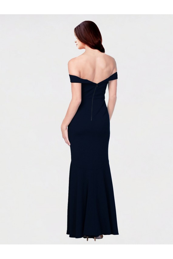 Mermaid Off the Shoulder Long Formal Crepe Bridesmaid Dress / Prom Dress with Low Back for Sale
