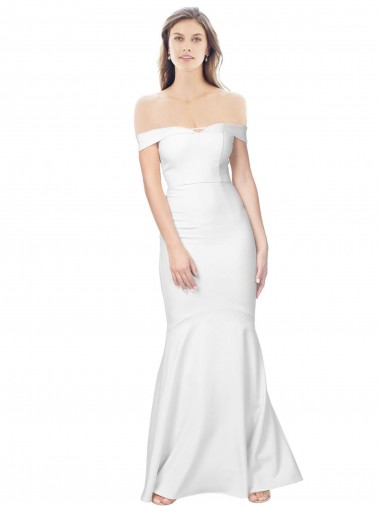 Mermaid Off the Shoulder Long Formal Crepe Bridesmaid Dress / Prom Dress with Low Back for Sale
