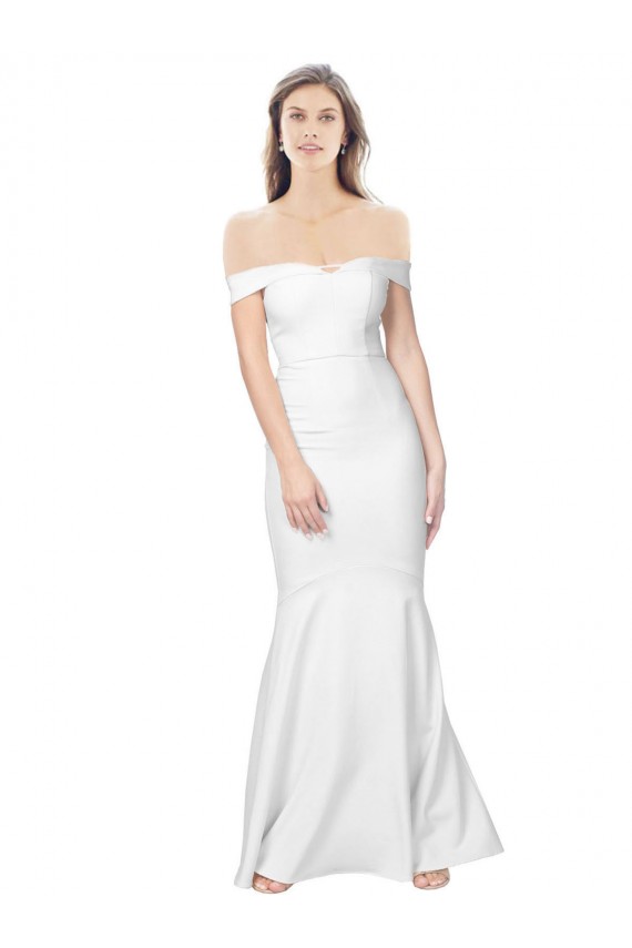Mermaid Off the Shoulder Long Formal Crepe Bridesmaid Dress / Prom Dress with Low Back for Sale