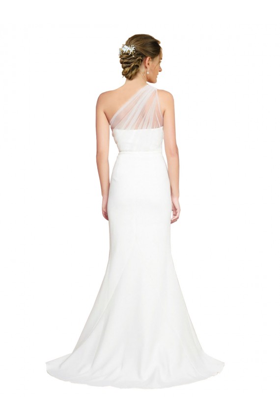 Soft Tulle Shoulder Overlay Mermaid One Shoulder Formal Crepe Bridesmaid Dress for Sale
