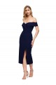 Midi Length Short Formal Crepe Bridesmaid Dress / Cocktail Prom Dress with Side Split for Sale