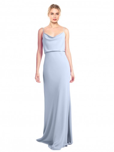 Feminine Cowl Neck Slim Floor Length Stretch Formal Crepe Bridesmaid Dress / Prom Dress for Sale