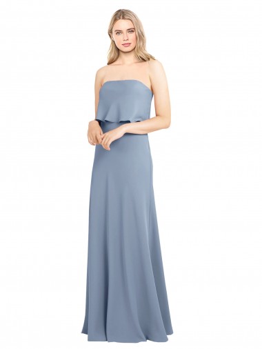 High Neck Sheath Sleeveless Stretch Formal Crepe Bridesmaid Dress / Prom Dress for Sale