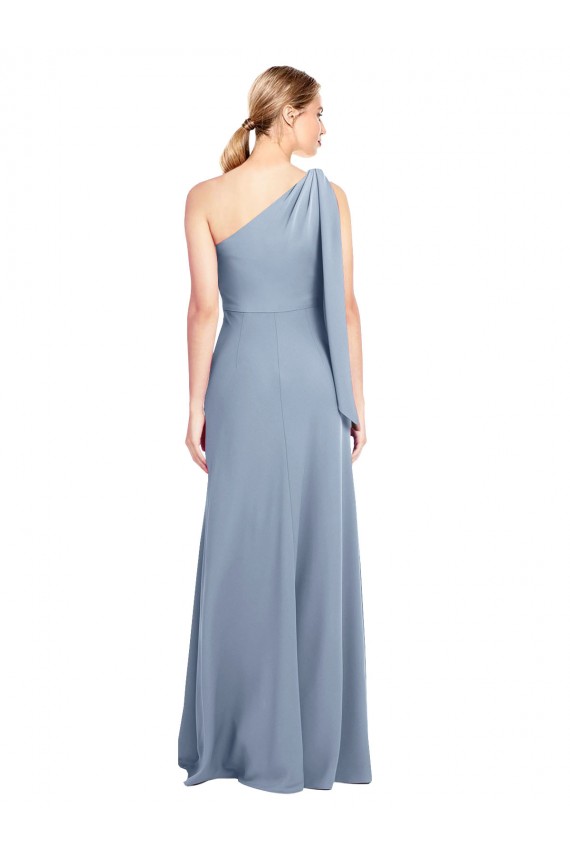 Draped Flutter Sleeves One Shoulder Stretch Formal Crepe Bridesmaid Dress / Prom Dress for Sale