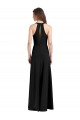 Sleek Halter V-Neck Long A-Line Stretch Formal Crepe Bridesmaid Dress / Prom Dress with Front Slit for Sale