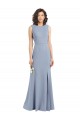 Boat Neckline and Sleek Fit and Flare Crepe Bridesmaid Dress with Keyhole Back for Sale