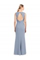 Boat Neckline and Sleek Fit and Flare Crepe Bridesmaid Dress with Keyhole Back for Sale