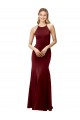Fit and Flare Halter Neckline Stretch Formal Crepe Bridesmaid Dress / Prom Dress with Strappy Back for Sale