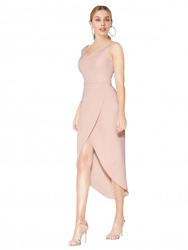 Knee Length Short Formal Crepe Bridesmaid Dress / Prom Dress for Sale