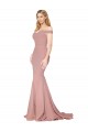 Off the Shoulder Sweetheart Long Sweep Train Formal Crepe Bridesmaid Dress / Prom Dress for Sale