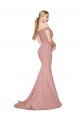 Off the Shoulder Sweetheart Long Sweep Train Formal Crepe Bridesmaid Dress / Prom Dress for Sale