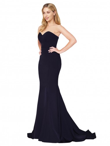 Sweetheart High Neck Sweep Train Sleeveless Formal Crepe Bridesmaid Dress / Prom Dress for Sale