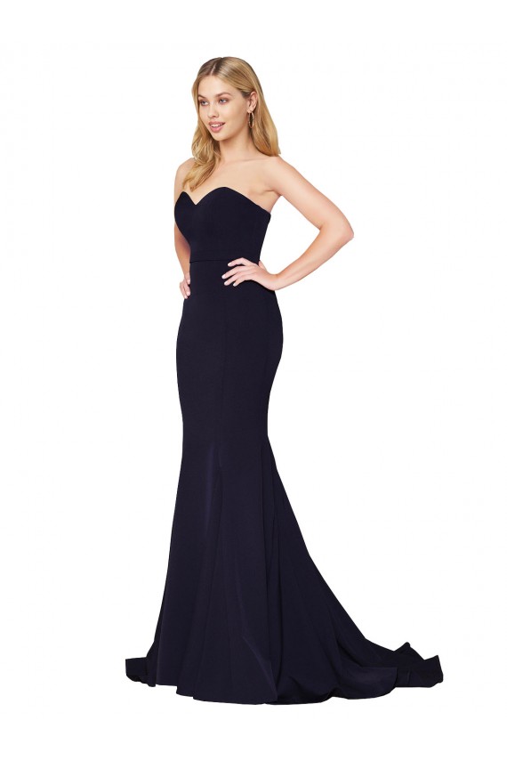 Sweetheart High Neck Sweep Train Sleeveless Formal Crepe Bridesmaid Dress / Prom Dress for Sale