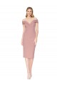 Cocktail Knee Length Off the Shoulder Sweetheart Formal Crepe Bridesmaid Dress / Prom Dress for Sale