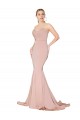 Sweep Train Sweetheart Long Mermaid Formal Crepe Bridesmaid Dress / Prom Dress Low Back for Sale