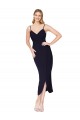 High Neck Spaghetti Straps Formal Crepe Short Cocktail Wrap Bridesmaid Dress / Prom Dress for Sale
