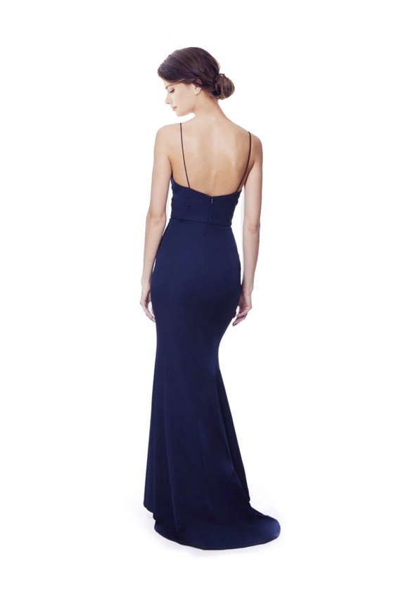 Deep V-Neck Spaghetti Straps Mermaid Formal Crepe Bridesmaid Dress / Prom Dress for Sale
