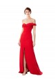 Off the Shoulder Chapel Train Formal Crepe Bridesmaid Dress / Prom Dress with Thigh-High slit for Sale