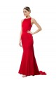 High Neck Mermaid Open Back Formal Crepe Maxi Bridesmaid Dress / Prom Dress with Train Detail for Sale
