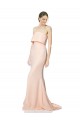 High Neck Strapless Long Formal Crepe Maxi Bridesmaid Dress / Prom Dress with Overlay for Sale