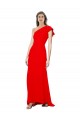 High Neck Ruffle Frill One Shoulder Maxi Formal Crepe Bridesmaid Dress / Prom Dress for Sale