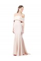 Mermaid Bardot Maxi Formal Crepe Bridesmiad Dress with Fishtail Train for Sale