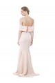 Mermaid Bardot Maxi Formal Crepe Bridesmiad Dress with Fishtail Train for Sale