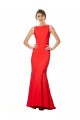 High Neck Maxi Formal Crepe Bridesmiad Dress with Exaggerated Back Ruffle for Sale
