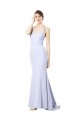 Sweetheart High Neck Sleeveless Formal Crepe Bridesmaid Dress / Prom Dress for Sale