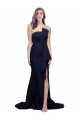 Long Strapless Sweep Train Low Back Crepe Bridesmaid Dress / Prom Dress for Sale