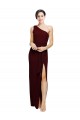 One Shoulder Sheath Formal Crepe Bridesmaid Dress / Prom Dress with High Side Split for Sale