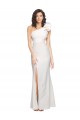 One Shoulder Long Full Length Formal Crepe Bridesmaid Dress / Prom Dress with Ruffles and Side Split for Sale